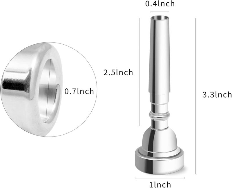Cheerock 5C Trumpet Mouthpiece - Silver Plated Brass Compatible with Beginners and Professionals - Trumpet Accessories - Image 2